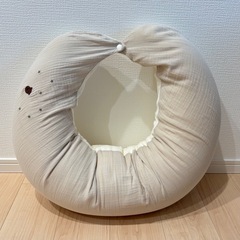 ママらくビーズ抱き枕　ダブルガーゼ　くま柄　授乳クッション　マタニティの画像