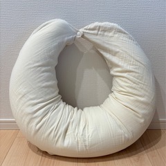 ママらくビーズ抱き枕　ダブルガーゼ　くま柄　授乳クッション　マタニティの画像