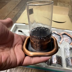 一口ビールグラスセット 5客　ハッピーホリディ ゴールドシリーズ 昭和レトロの画像