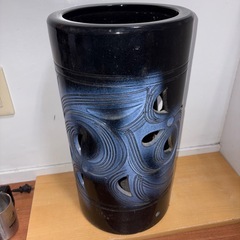 GYP1110 信楽焼 青天目唐草傘立て　陶器製　昭和レトロ の画像