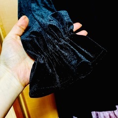 ベルベット ワンピース (ブラック･ラベンダー)の画像