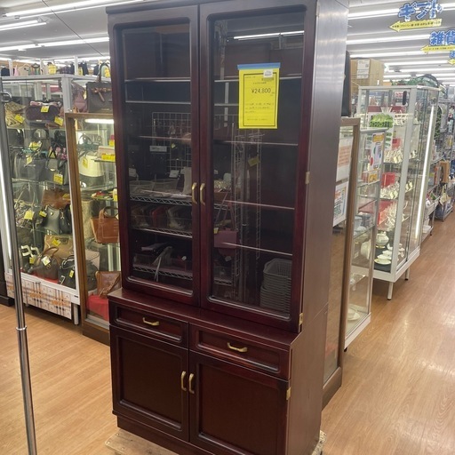 ☆ドリーム荒牧店☆ジモティー割引有☆【クリーニング済み】オールドカリモク 食器棚　現状販売