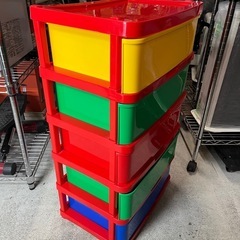 キッズ 5段 カラフルチェスト 衣類 おもちゃ 収納 ケース 整理タンス プラ製 中古品 現状品 ③の画像
