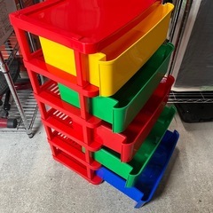 キッズ 5段 カラフルチェスト 衣類 おもちゃ 収納 ケース 整理タンス プラ製 中古品 現状品 ③の画像