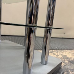 ガラス製テレビ台　強化ガラス　シルバーの画像