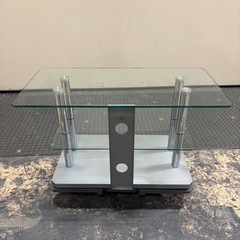 ガラス製テレビ台　強化ガラス　シルバーの画像
