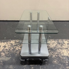 ガラス製テレビ台　強化ガラス　シルバーの画像