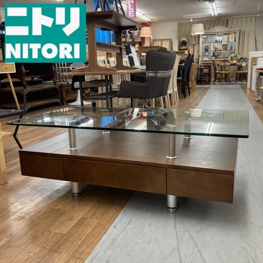 S759 ⭐ NITORI ニトリ ガラスセンターテーブル 幅120cm USED 定価：39,990円