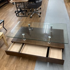 S759 ⭐ NITORI ニトリ ガラスセンターテーブル 幅120cm USED 定価：39,990円 の画像