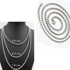 ステンレス製/シルバーチェーンネックレス②（新品）55cm の画像