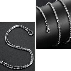 ステンレス製/シルバーチェーンネックレス①（新品）55cm の画像