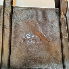 【BEAMS GOLF】レザートートバッグ ブラック 使用感ありの画像