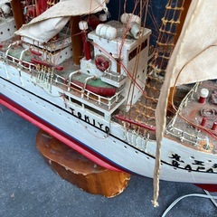 木製帆船模型 全長110cm 高さ100cm 海王丸　大型　帆船　模型　ジャンクの画像
