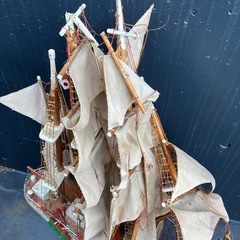 木製帆船模型 全長110cm 高さ100cm 海王丸　大型　帆船　模型　ジャンクの画像