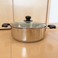 【お譲り決定】ステンレス 両手鍋 直径27cm 硝子蓋の画像