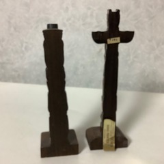 カナダ　トーテム・ ポール　彫刻　置物　飾り　オブジェ　魔除け　木製　ミニチュアの画像