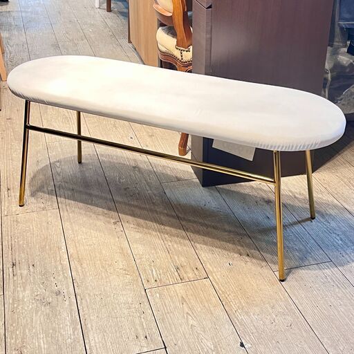 francfranc フランフラン ベル ベンチソファ ダイニングチェア ホワイト×ゴールド 定価29800円★買取帝国 志木店