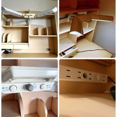 【美品】学習机 勉強机 デスク 事務机 サイドボード2 台引き出し付 収納棚付の画像