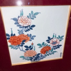 GYP1110 有田焼　額入り陶板画　龍善作の画像