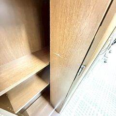 スライド式 本棚 ガラス扉 収納家具 キャビネットの画像