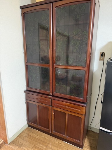 アンティークステンドグラス　食器棚