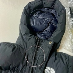 クリーニング済 THE NORTH FACE 黒 ロングコート レディース キッズ 140cmの画像
