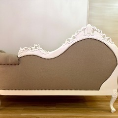 【 美品 】【 送料込み定価 約19万円 】ロココ調 アンティーク ヨーロピアン 猫脚 ３人掛け カウチソファ 寝椅子 の画像