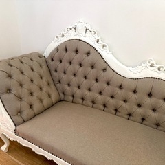 【 美品 】【 送料込み定価 約19万円 】ロココ調 アンティーク ヨーロピアン 猫脚 ３人掛け カウチソファ 寝椅子 の画像