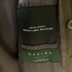 【美品】UNITED ARROWS green label relaxing メリノウールコート（カーキ／チェック）の画像