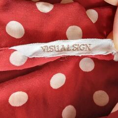 VISUAL SIGN シャツ エンジ×白 水玉 半袖 サイズ9号の画像