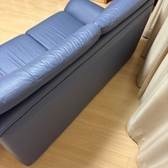 ソファ　2人用　ブルー　合皮の画像