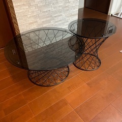 Francfranc　マーリア コーヒーテーブル・サイドテーブル　セット ブラック×ブラックの画像