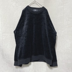 【アズールバイマウジー】ベロアニットトップス　セーター　カジュアル　黒 フェイクスウェードエンボスプルオーバーの画像