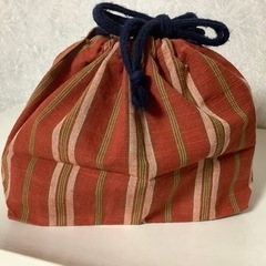 会津もめん　巾着袋　KANEROKU 縞模様　手提げ袋　綿　お弁当袋　和装の画像