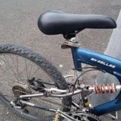 自転車中古国産MTBメタリック紺の画像