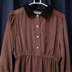 ParAvion + Petit Standard　ワンピース　ブラウンパープル　襟付き　　の画像