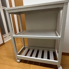 【中古　無料相談】キッチンカート　スープスリムワゴン3段(ホワイト)　の画像
