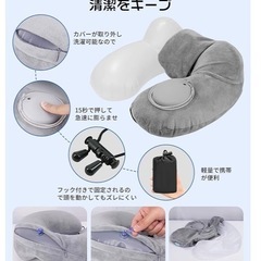 携帯枕 ネックピロー 首枕 U型 空気枕 持ち運び便利 旅行枕 洗えるカバーの画像
