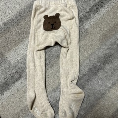 GAP　くまちゃんタイツ　クマ刺繍 ベビータイツ　裏起毛トップスセット！　90cmの画像