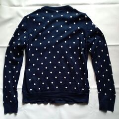 UNIQLOユニクロ カーディガン 紺×白 ドット柄 長袖 サイズLの画像