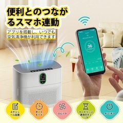 新品【強力吸引・浄化】MORENTO インテリジェント空気清浄機 60畳 APPリモコン Alexa/Google対応 二面吸気×強力脱臭 花粉対策 ニオイを急速浄化 煙 ホコリ PM2.5  ヘパフィルター 高効率活性炭フィルタの画像