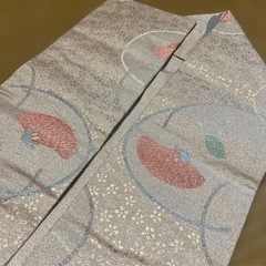 九寸名古屋帯 薄いピンク 花模様の画像