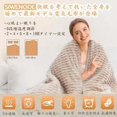 電気毛布 掛け敷き兼用 170*130cm 電気ひざ掛け 電気ブランケット ふかふか ソファ ブランケット 6段階温度調整 5つタイマー機能 敷きかけ兼用 3分速暖 ふわふわ 肩掛け 膝掛け ヒーターブランケット シングル コントローラ付きダの画像