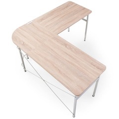 [幅156] L字型デスク コンセント2口付き 木製天板 書斎の画像