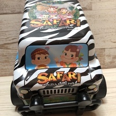 不二家 ぺこちゃん サファリカー 車 缶ケースの画像