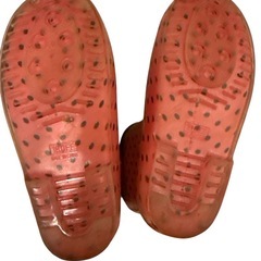 レインシューズ　長靴　18cm ピンク　ドットの画像