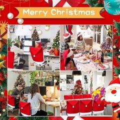 クリスマスチェアカバー 6枚セット サンタシートスリップカバー パーティー 新品の画像