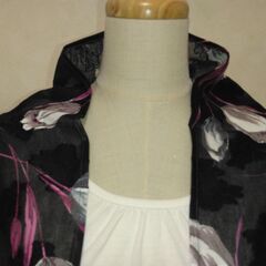 ストール　ブラック×花④の画像