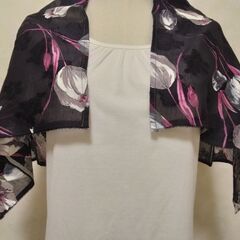 ストール　ブラック×花④の画像