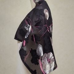 ストール　ブラック×花④の画像